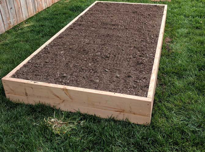 Soil in raised garden bed